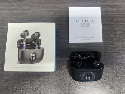 Wireless Earbuds, 2025 New Bluetooth 5.4 Headphones HiFi Stereo with 4 ENC Mic, 40H Mini Ear Buds In-Ear Noise Cancelling Earbuds with LED Screen, Ultra Light USB-C Bluetooth Earphones for Android iOS