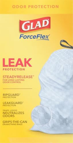 Glad ForceFlex Trash Bags 13 Gallon Gain Lemon Zest | Tall Kitchen | Drawstring