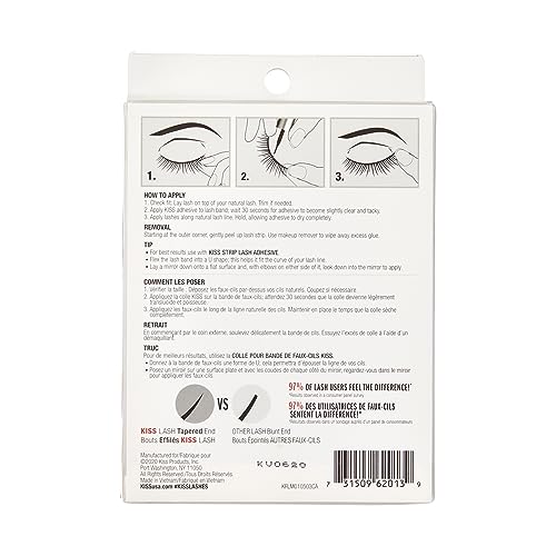KISS Looks So Natural, False Eyelashes, 'Shy', 12 mm, Includes 5 Pairs Of Lashes, Contact Lens Friendly, Easy to Apply, Reusable Strip Lashes, Glue On