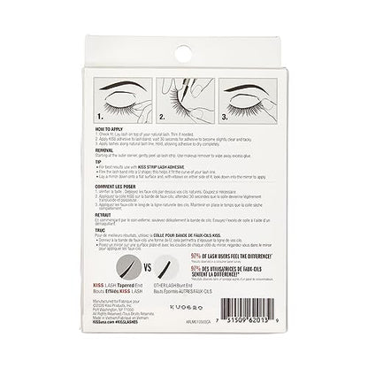KISS Looks So Natural, False Eyelashes, 'Shy', 12 mm, Includes 5 Pairs Of Lashes, Contact Lens Friendly, Easy to Apply, Reusable Strip Lashes, Glue On
