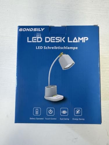 GONDSILY LED Desk Lamp with USB Charging Port Touch Control 3 Color Modes, Stepless Dimming,Eye-Caring LED Table Lamp for Home,Office,Bedroom,Reading,Work,Study, 5V, 2.4A