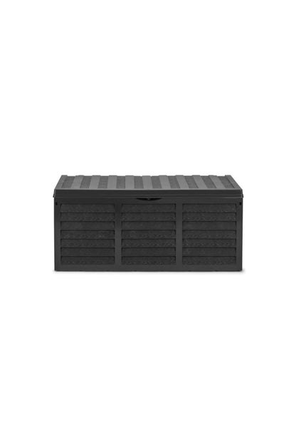 Gr8 Garden 320 Litre Black Plastic Storage Box Lid Patio Shed Utility Cushion Chest Wooden Fence Panel Effect Large Truck Indoor Outdoor Furniture
