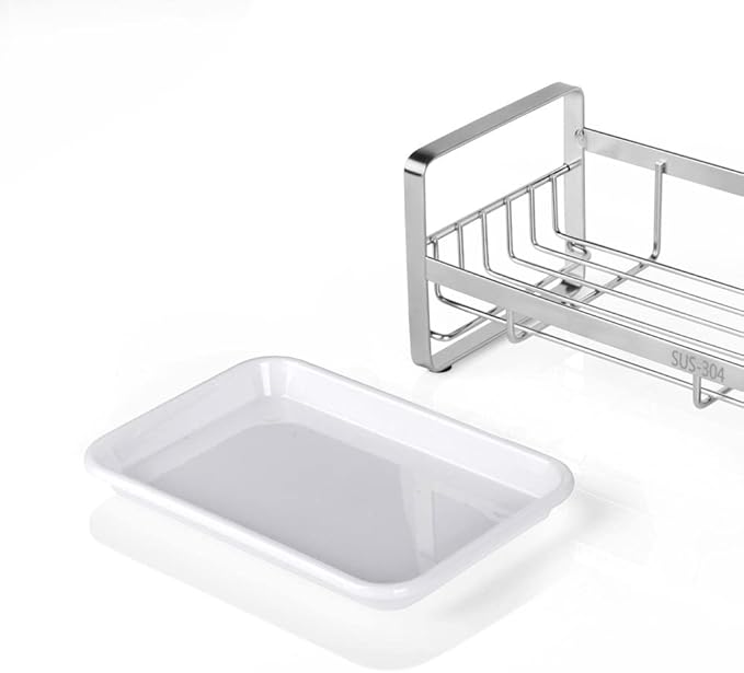 HULISEN Kitchen Sink Sponge Holder, 304 Stainless Steel Kitchen Soap Dispenser