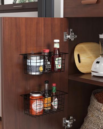 MaraFansie Hanging Wire Baskets Kitchen Storage Basket Adhesive and Screws