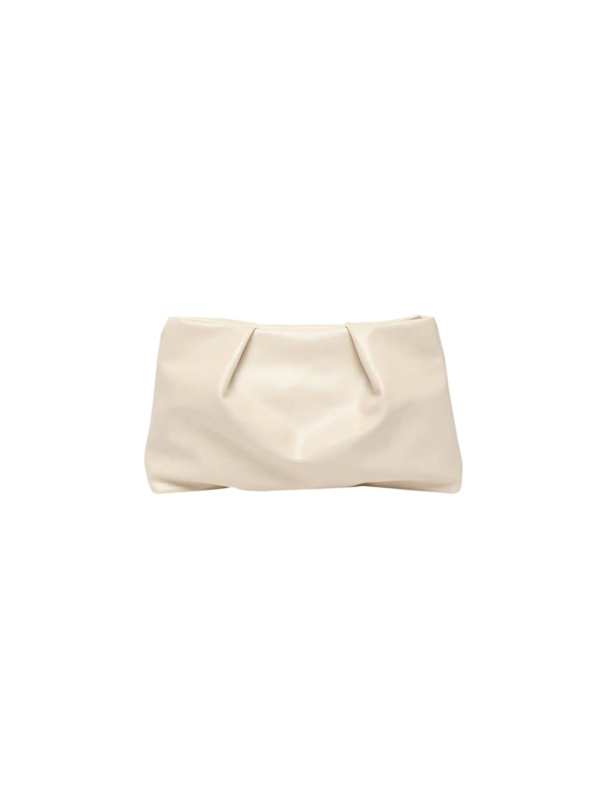 OYOANGLE Women's PU Leather Clutch Purses Small Zipper Ruched Minimalist Handbag Beige One Size