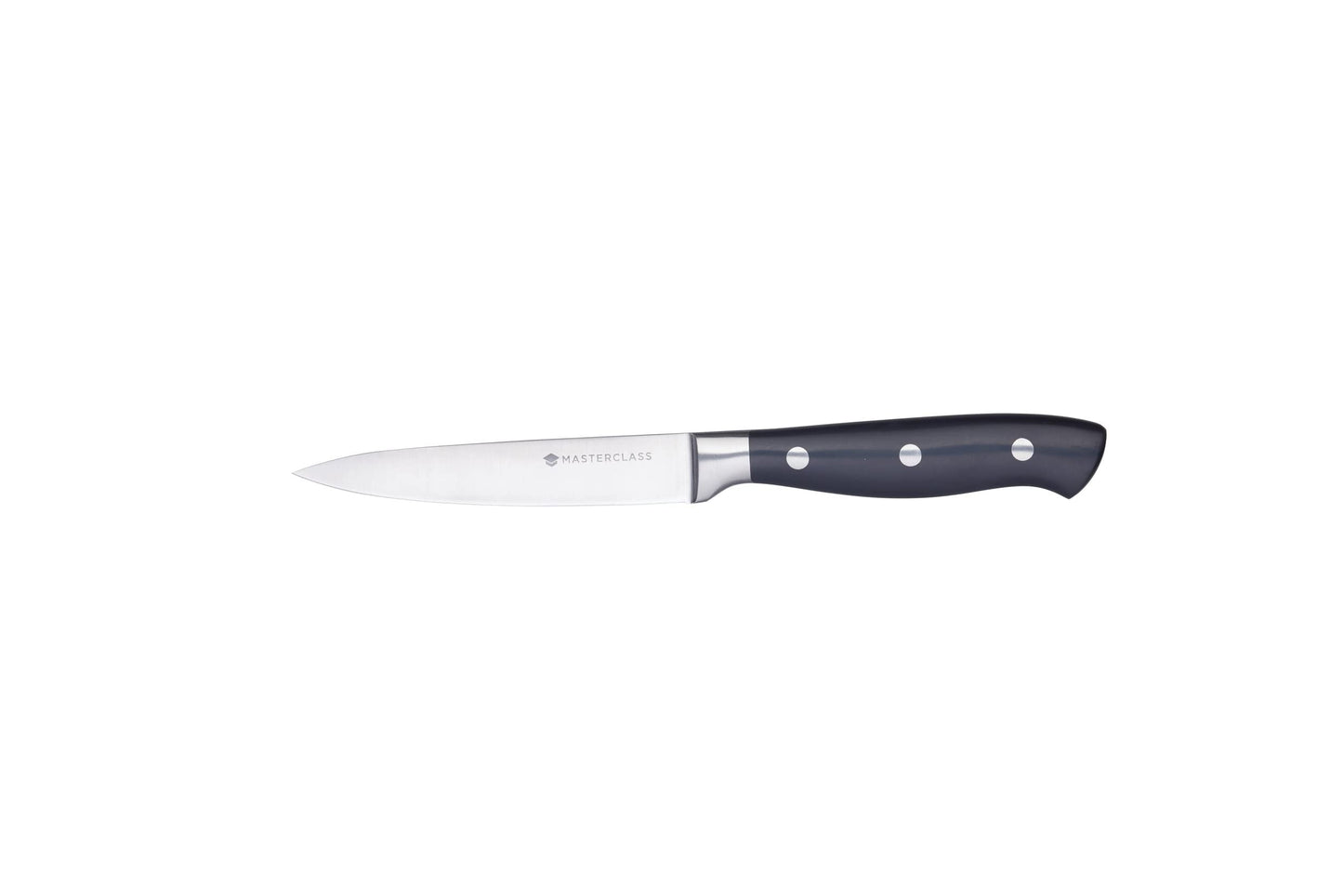 MasterClass Utility Knife, Edgekeeper Small Kitchen Knife Stainless Steel Self-Sharpening, 11.5cm (4.5"), Clam Packed, Black