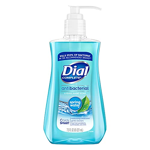 Dial Antibacterial Liquid Hand Soap Spring Water 7.5oz, Blue, 12 Count