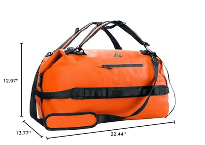 Haimont 60L Waterproof Duffel Bag Backpack Outdoor Heavy Duty Duffle Bag with Backpack Straps for Camping Travel Kayaking for Men Women, Orange
