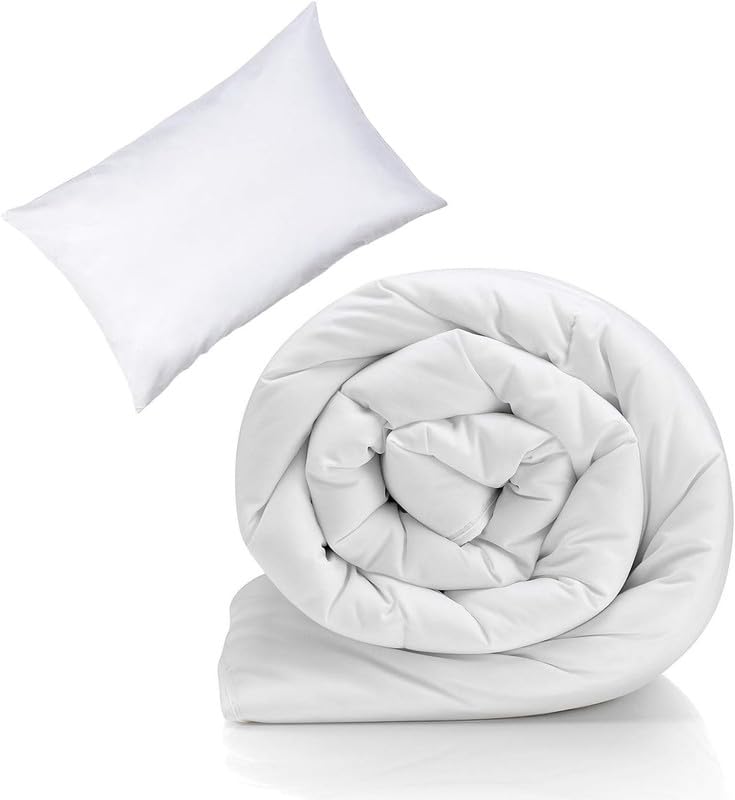 Adam Home 4.5 Tog Toddler Duvet and Pillow Set 100% Microfibre Anti-Allergy Lightweight Cot Bed (Duvet 120x150 cm) & (Pillow 40x60 cm) Hypoallergenic and Machine Washable Cot