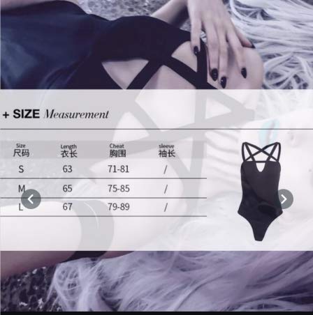 LJJPMLLPZ Women Hollow Out Low Chest Pentagram Bodysuit Gothic Dark Street Jumpsuit (S)