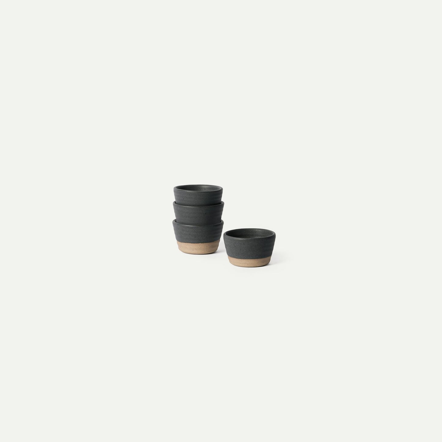 Mora Nano Ramekins Set of 4, 2oz Ceramic Pottery Sauce Cups - Microwave, Oven and Dishwasher Safe - Liquorice