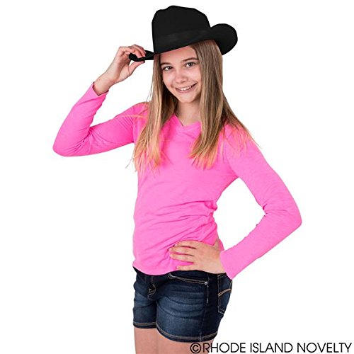 Rhode Island Novelty Black Cowboy Felt Hat Youth Size, One Per Order