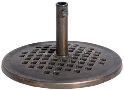 UBP24241-BR 24-Inch Cast Stone Umbrella Base, Made from Rust Free Composite Materials, Bronze Powder Coated Finish