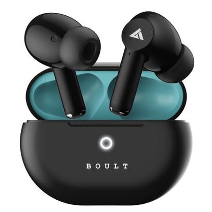 Boult K40 True Wireless in Ear Earbuds with 48H Playtime, Clear Calling 4 Mics, 45ms Low Latency Gaming, Premium Grip, 13mm Bass Drivers, IPX5, Type-C Fast Charging, BTv 5.3 Ear Buds (Electric Black)