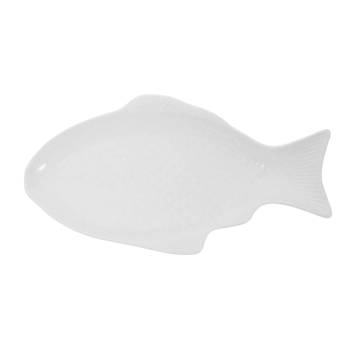 DOITOOL Fish Plate White Ceramic Serving Platter Fish Shaped Serving Dish Appetizer Serving Tray Platter Food Tray Party Platter for Fruit Cheese (13"L x 7.3"W)