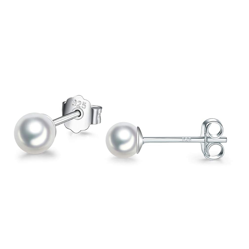Sterling Silver Hoop Earrings Sterling Silver Stud Earrings for Women 6 Pairs Hypoallergenic Tiny Pearl Jewelry Set Cartilage Hoops