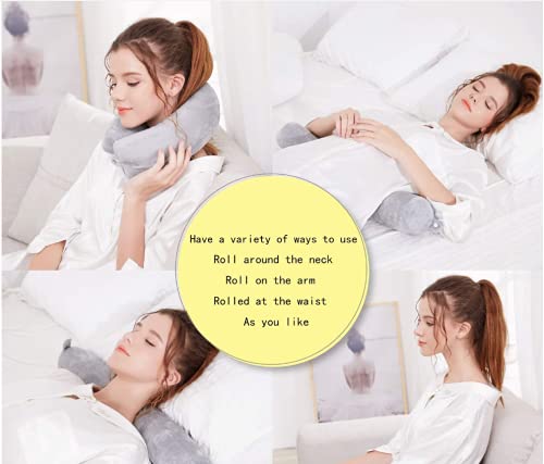 Hxcxrst travel pillow-Twist memory Foam Neck Pillow Support Pillow, used for neck, chin, waist and leg support-suitable for home travel, airplanes, buses, trains，Adjustable, Bendable Roll Pillow