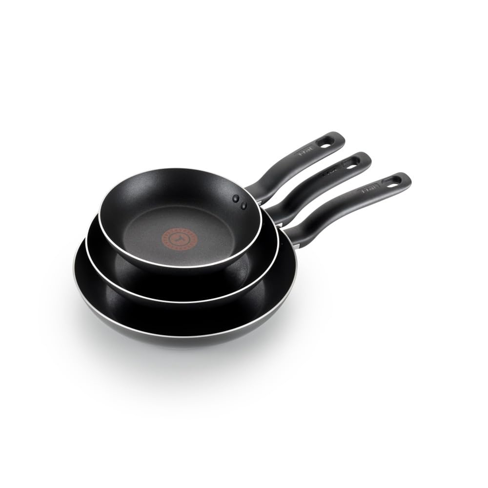 T-fal Specialty Nonstick Fry Pan Set 3 Piece, 8, 9.5, 11 Inch, Oven Broiler Safe 350F, Cookware, Pots and Pans Set Non Stick, Kitchen Frying Pans, Skillets, Durable, Dishwasher, Black