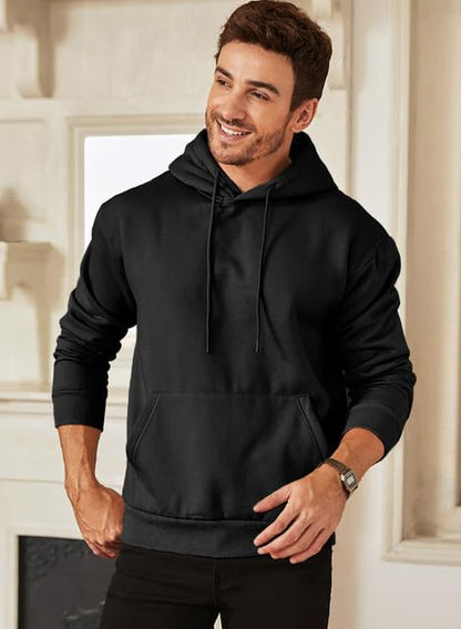 JMIERR Men's Sweatshirt Mens Fall Vintage Drawstring Hoodies Sweatshirts for Men Long Sleeve Hooded Pullover with Pockets Collar Fleece Casual Basic Simple Winter Shirts Sweater, US50(2XL), Black