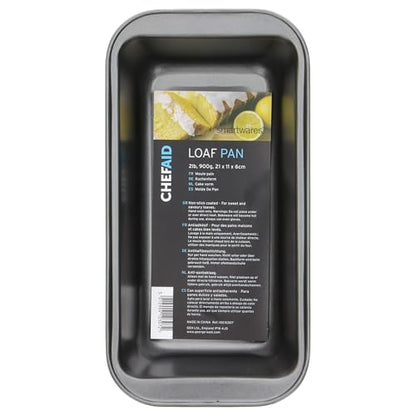 Chef Aid Non-Stick 2lb Loaf Tin, 900g Rectangular Bread pan, 25.3cm x 13cm x 6cm. Ideal for Bread, Loaves, Cakes and Bakes. Handwash, Fridge and Freezer Safe, Grey