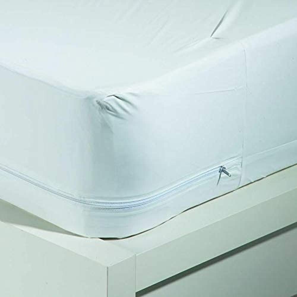 Queen Size Vinyl Mattress Protector Zippered Encasement Cover 100% Waterproof Prevent Stains and Spills White