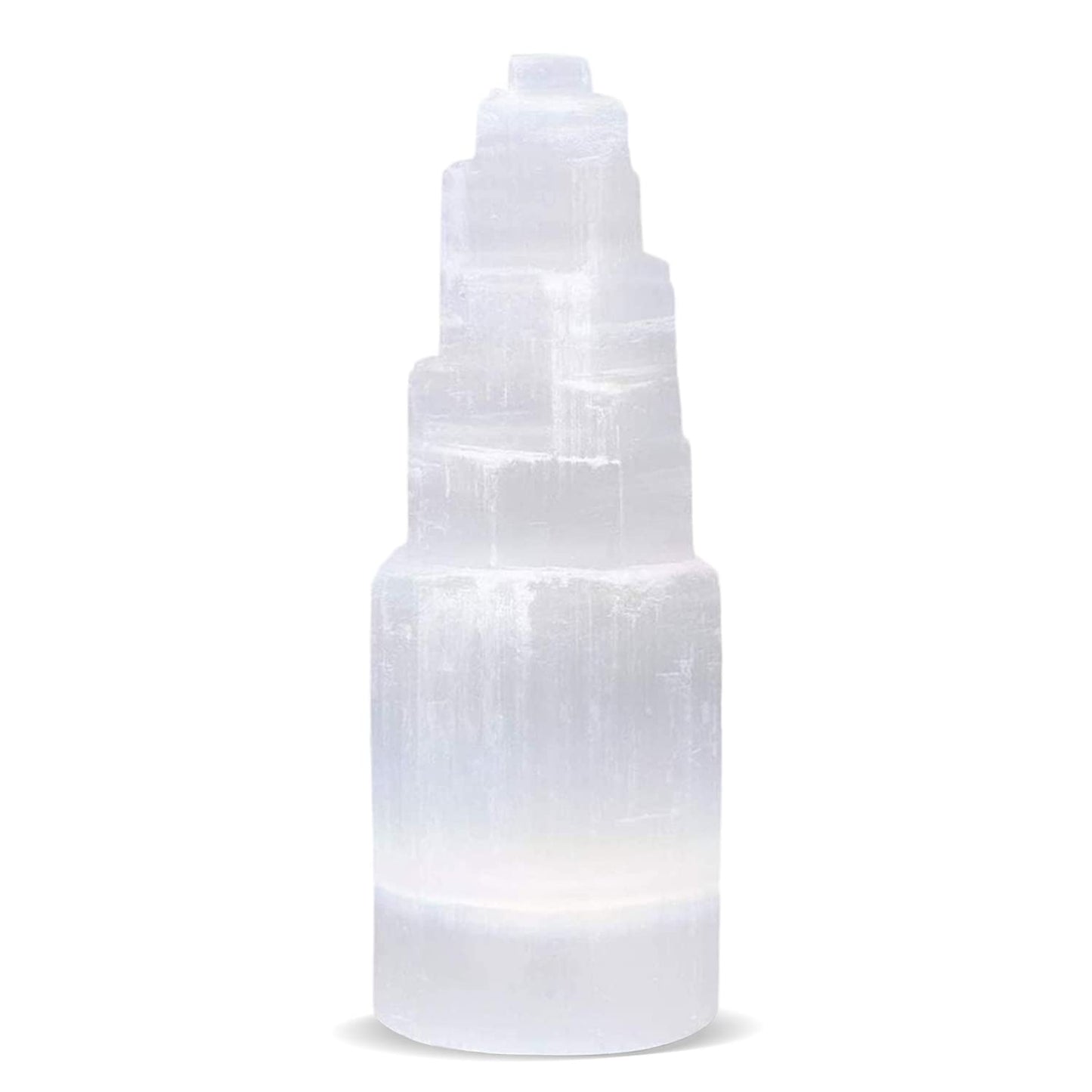 NORTHLANDZ Selenite Crystal Tower, 10cm Natural Healing and Meditation Crystals, Skyscraper Tower for Home Decor & Anxiety Relief, Ideal for Gift - White
