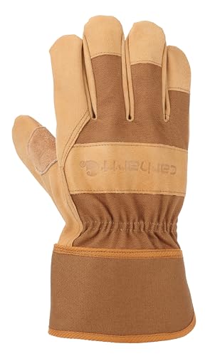 Carhartt Men's Grain Leather Work Glove with Safety Cuff Cold Weather, Brown, XXL