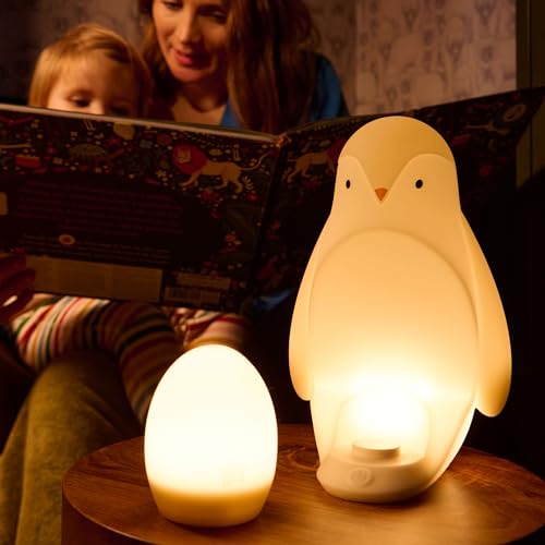 Tommee Tippee 2-in-1 Portable Penguin Nursery Night Light, Reassuring Portable Egg Light to Promote Independent Sleep, Adjustable Brightness, USB-Powered