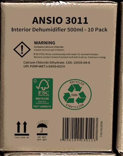 ANSIO Dehumidifier 500ml Pack of 10 Condensation Remover Moisture Absorber Dehumidifiers for Damp, Mould, Moisture in Home, Kitchen, Wardrobe, Bedroom