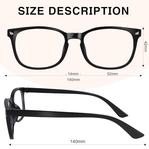 WINTOO Blue Light Glasses for Woman Men | 99% Blue Light Blocking Glasses | Computer Glassess | Night Driving | Gaming | TV Phone Screen Reader Square Frame | Anti Eyestrain & UV Glare Protection