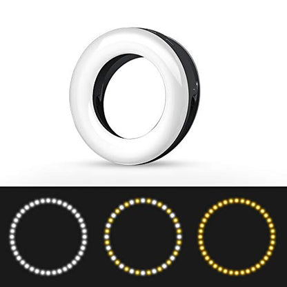 XINBAOHONG Selfie Ring Light Rechargeable Portable Clip-on Selfie Fill Light with 40 LED for Smart Phone Photography, Camera Video, Girl Makes up (White)