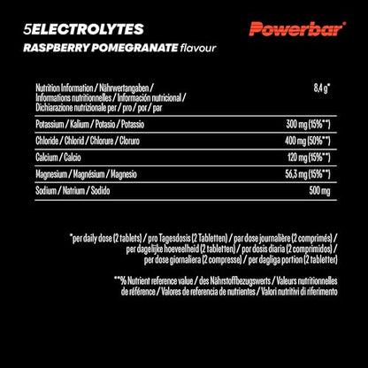 POWERBAR 5 Electrolytes Raspberry Pomegranate 12x10Tabs - Effervescent tabs providing the electrolytes
