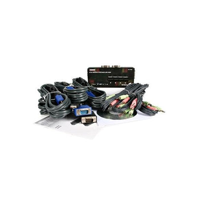 StarTech.com 4 Port Black USB KVM Switch Kit with Cables and Audio - desktop KVM Switch - VGA KVM Switch - USB KVM Switch 4 Port (SV411KUSB)