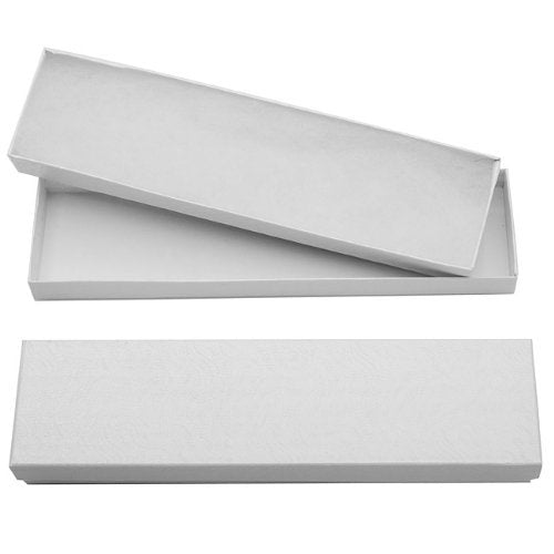 RJ Displays-6 Pack Swirl White Paper Cotton Filled Cardboard Jewelry Gift box for Necklace, Watch, Bracelets, Pen, Pocket Watches and Anklets Size- (8.1" x 2,2" x 1")