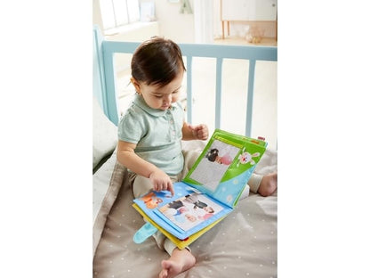 HABA My First Photo Album - Soft Fabric Baby Book, Baby Album Fits (8) 4"x6" Photos, Sensory Toys for Babies, Baby Books 12-18 Months & Up