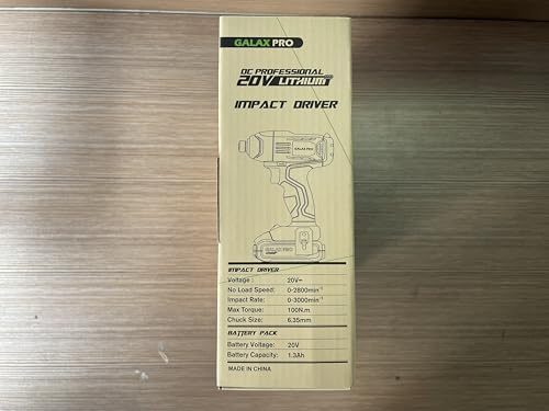GALAX PRO Cordless Impact Driver 20V, Variable Speed (0-2800RPM),with LED Work Light, 6pcs Screwdriver Bits, 1.3Ah Battery and Charger