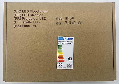 YIQIBRO 100W LED Floodlight Outdoor, 10000LM 6500K Outdoor LED Flood Lights Super Bright Security Light, IP67 Waterproof Spotlight for Garden, Garage, Yard, Patio, Warehouse, Factory