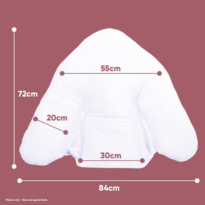 Lancashire Textiles Orthopaedic Batwing Shaped Neck & Back Support Pillow for Help with Cushioning and Sitting Complete with White Removable Pillowcase