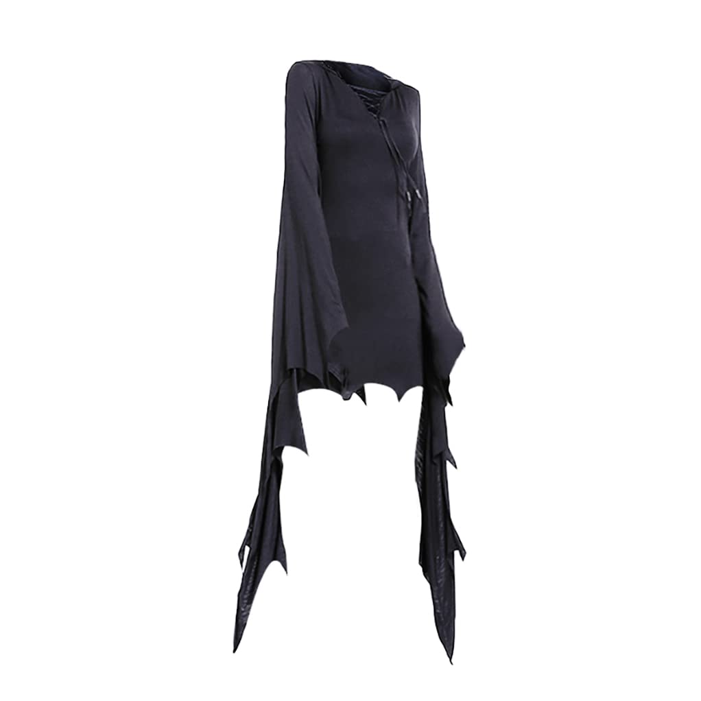 Mingyuezai Women Scream Costume Ghostface Costume Bat Sleeve Robe Dress(BlackBat,S)