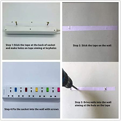 Mscien Extension Lead with Switches, 3 Way Plug Sockets with Overload Protection Surge Protection 1.8M Extension Cable Wall Mountable Power Strip