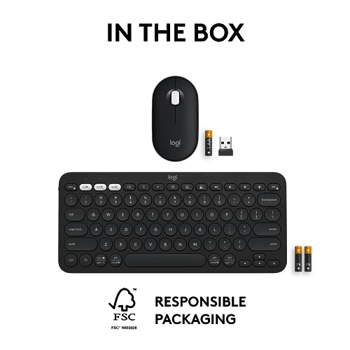 Logitech Pebble Keys 2 K380s, Multi-Device Bluetooth Wireless Keyboard with Customizable Shortcuts, Slim and Portable, Easy-Switch for Windows, macOS, iPadOS, Android, Chrome OS - Tonal Graphite