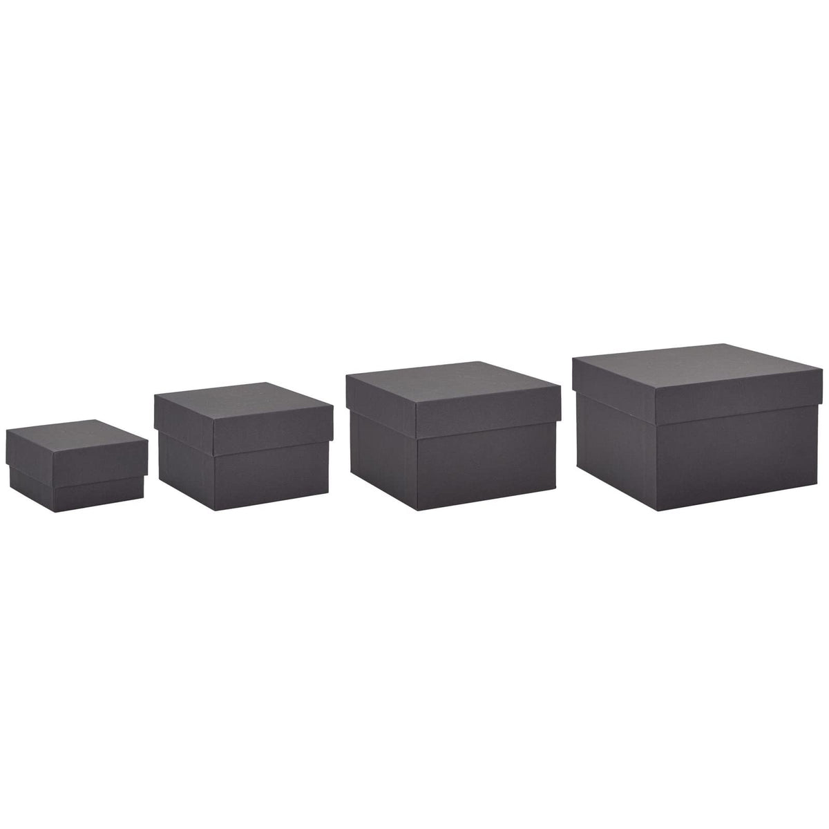 Stockroom Plus 4-Pack Square Nesting Boxes with Lids - Assorted Sizes, 6.5 to 3.5 in - Black - Space-Saving Stacking & Nesting Gift Box Set