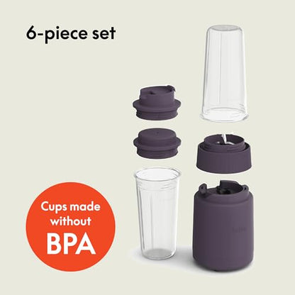 bella 6 Pcs Portable Rocket Blender, Juicer & Smoothie Maker, Press & Twist Design, EverGood™ & BPA Free Dishwasher Safe Parts, 4 Tip Stainless Steel Blade, Cord Wrap, 240 Watt Motor, Oatmilk