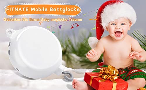FITNATE Baby Bedding Rotating Musical Box Mobile Music Box Toy Plays 35Tunes(without Brackets or Toys),Battery-operated with Free 3 stickers, 128M Micro SD Card&USB Cable for data transmission
