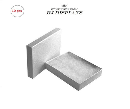 RJ Displays 10 Pack Cotton Filled White Jewelry Gift Boxes with Lid for Pendant, Necklace, Bracelet, Earrings & Brooch, Elegant Jewelry Packaging, Retail Display & Small Gift Box 5.25" x 3.75" x 1"
