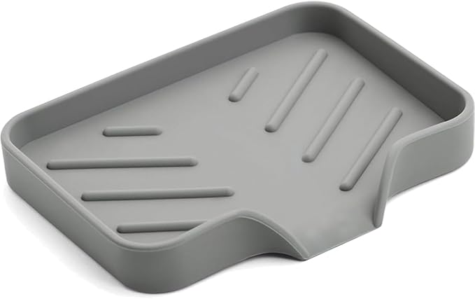 Sponge Holder with Drain Spout, Silicone Sponge Tray