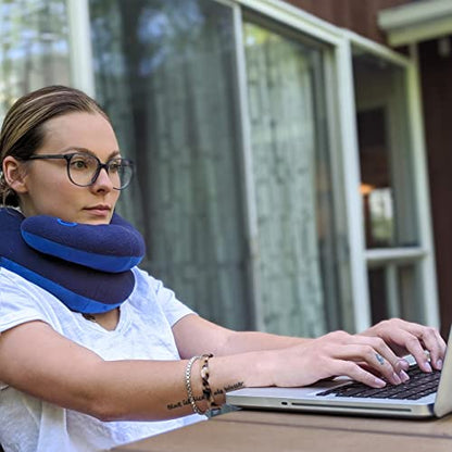 BCOZZY Travel Neck Pillow for Airplane – Patented Double Support for Head, Neck, and Chin. Best for Long Flights, Plane Sleeping, and Car Rides. Adjustable Size. Fully Washable. Carry Bag. Large, Gray