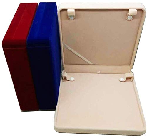 JunningGor Jewelry Set Velvet Box Necklace Earring Ring Necklace Bracelet Gift Display Case Wedding Jewelry Storage Holder (Wine Red for Long Pearl Chain)