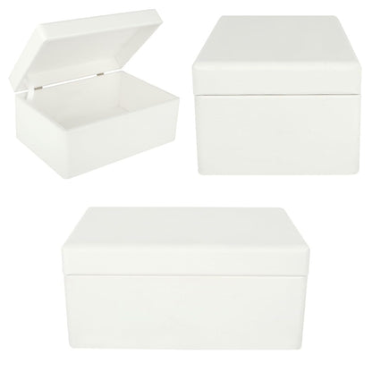 Creative Deco Large White Wooden Box Storage with Hinged Lid | 11.8x7.87x5.51in (+-0.5) | Keepsake Gift Box for Tool Dog Toy Kitchen Storage | ROUGH UNSANDED Wood Chest Trunk