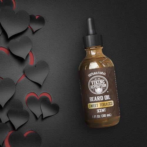 Viking Revolution Sandalwood Beard Oil for Men - Natural Mens Beard Oil with Argan Oil and Jojoba Oil - Beard Softener, Strengthens and Moisturizes - Beard Conditioner for Men (Sandalwood, 1 Pack)